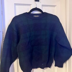 Brooks Brothers Navy and Green Plaid Sweater